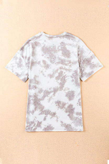 Tie-Dye Round Neck Short Sleeve Tunic Tee-Angel Casuals