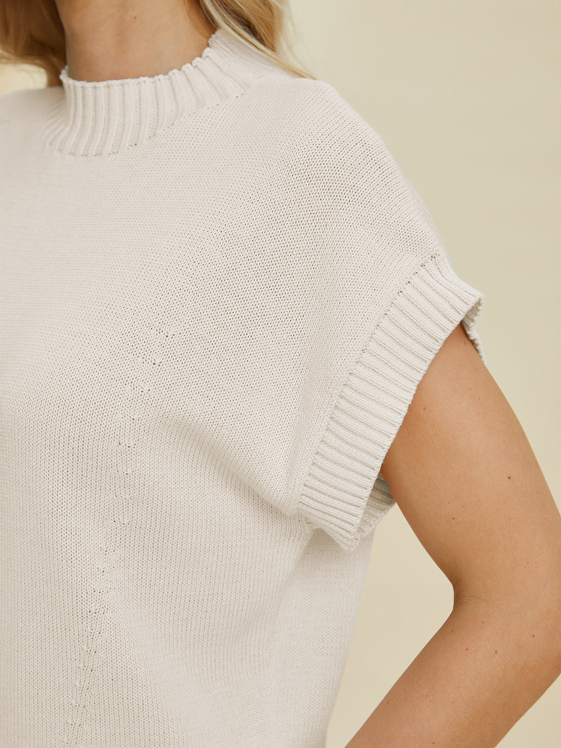 Double Take Full Size Mock Neck Short Sleeve Sweater-Angel Casuals