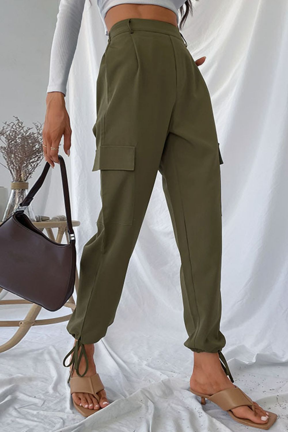 Drawstring Ankle Cargo Pants-Angel Casuals