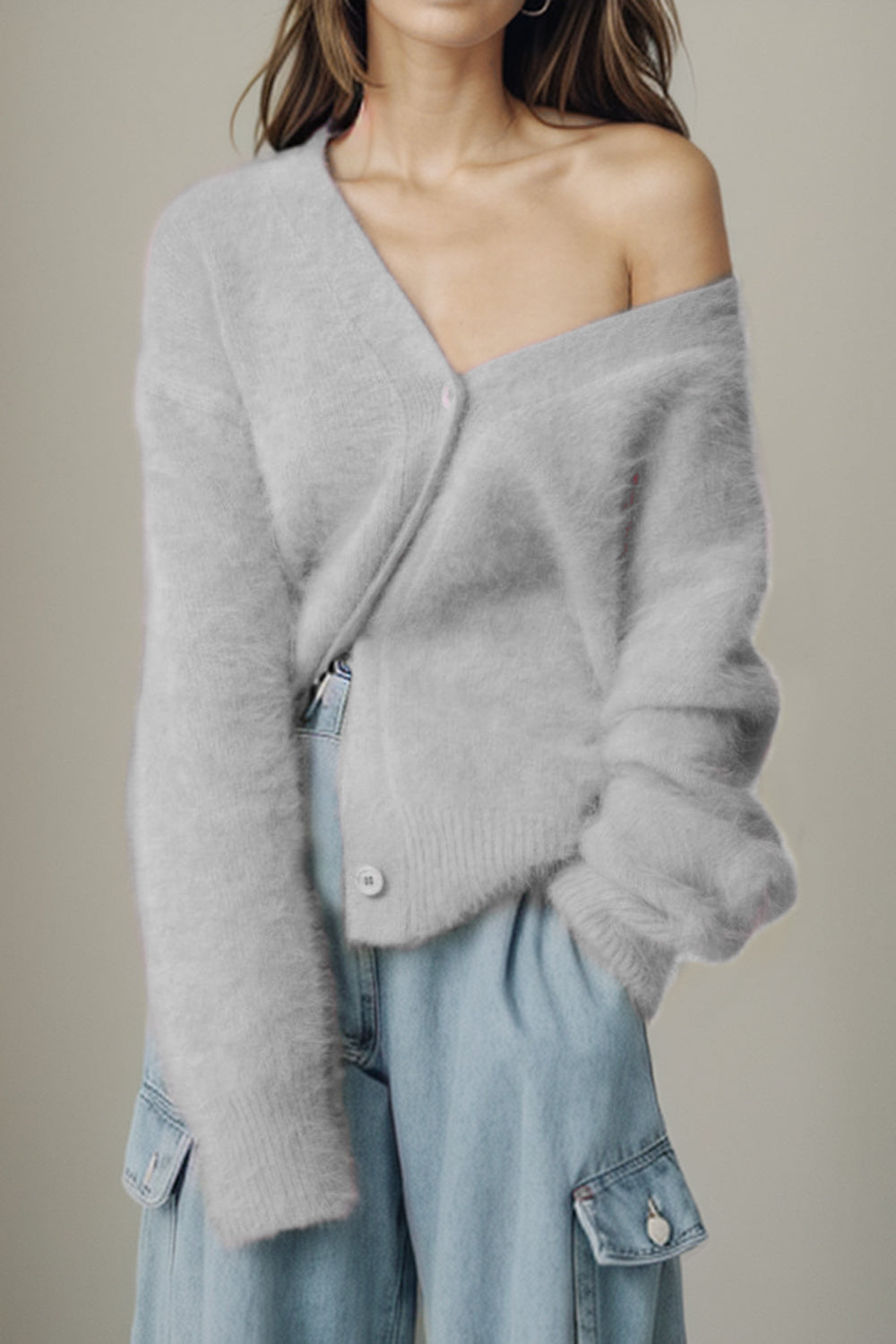 Button Up Dropped Shoulder Cardigan-Angel Casuals