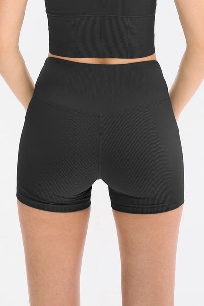 Slim Fit Wide Waistband Sports Shorts-Angel Casuals