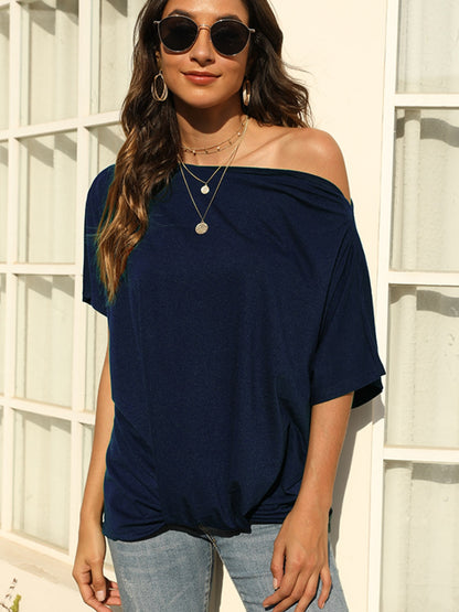 One Shoulder Short Sleeve T-Shirt-Angel Casuals