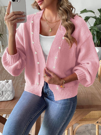 Pearl Open Front Long Sleeve Cardigan-Angel Casuals