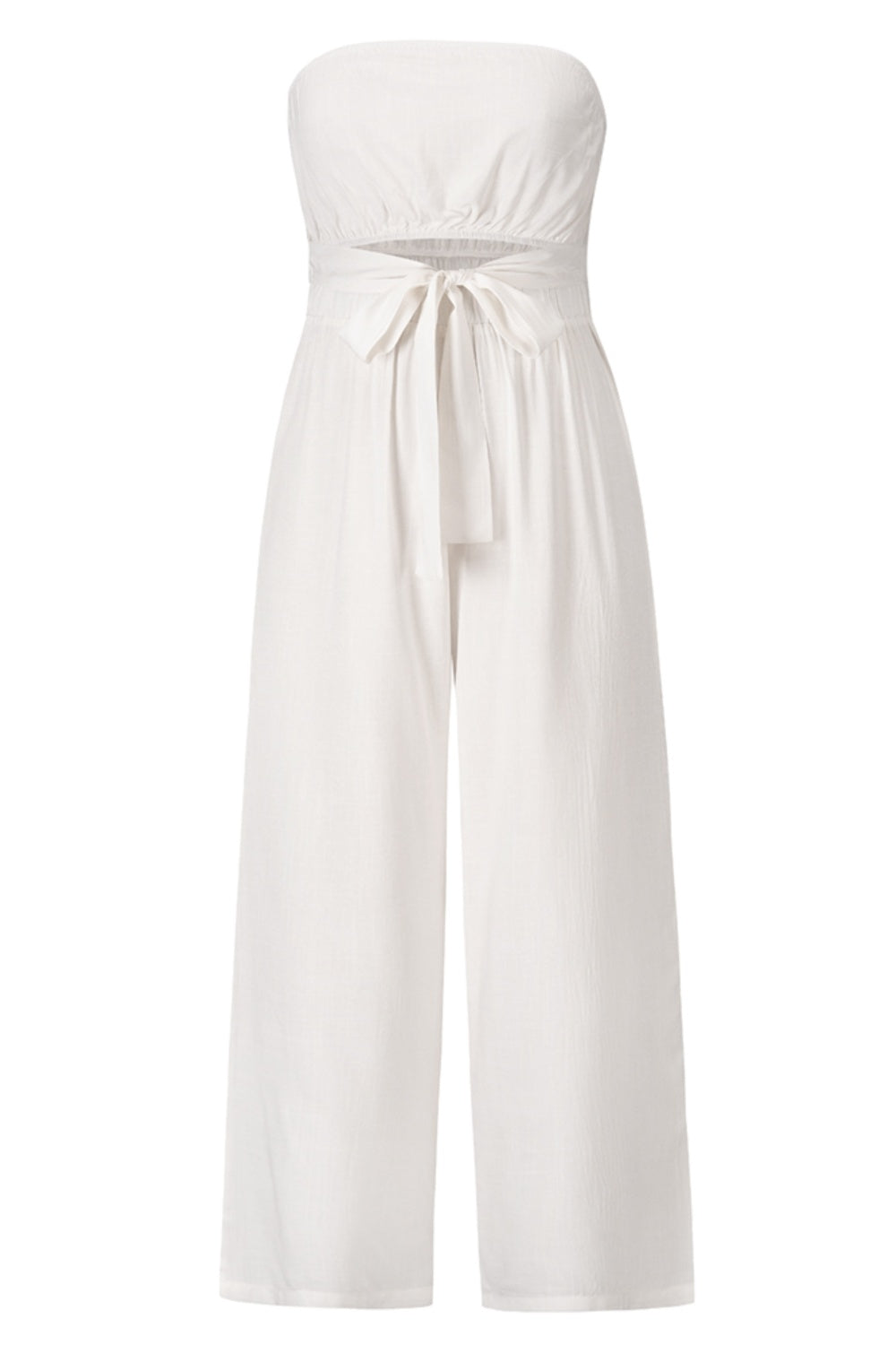 Tied Cutout Tube Wide Leg Jumpsuit-Angel Casuals