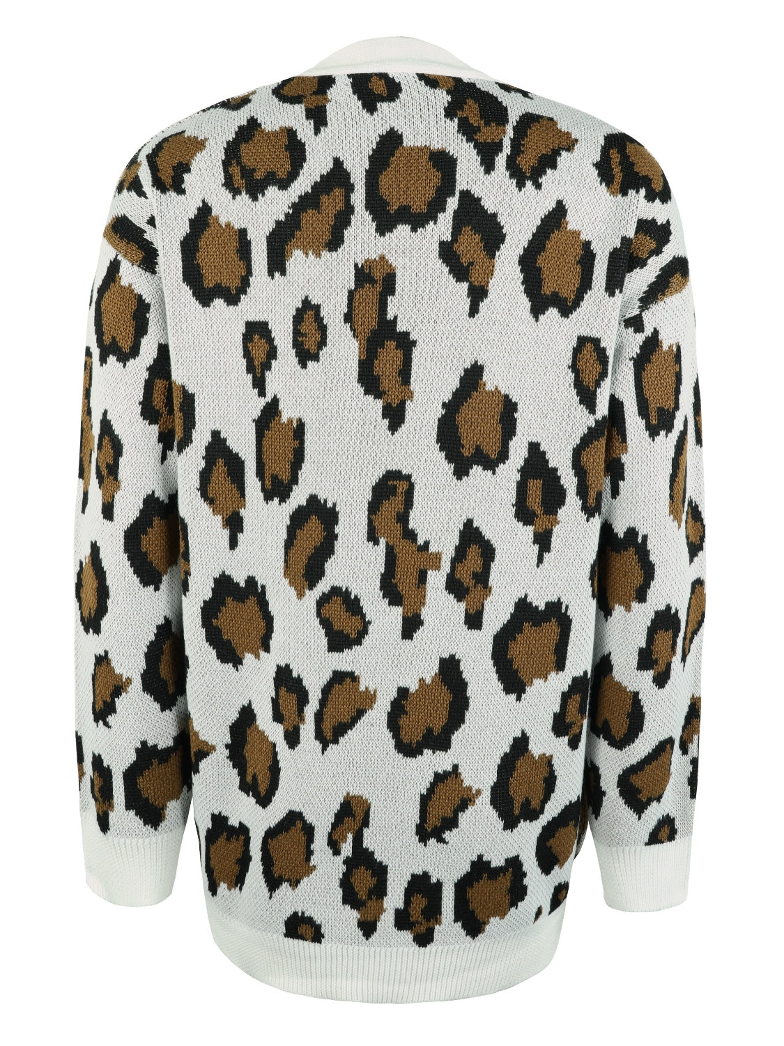 Leopard Open Front Dropped Shoulder Cardigan-Angel Casuals