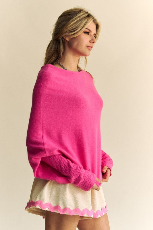 Davi & Dani Solid Color Batwing Sleeve Sweater-Angel Casuals