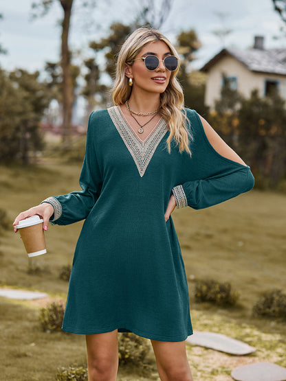 V-Neck Cutout Sleeve Mini Dress-Angel Casuals