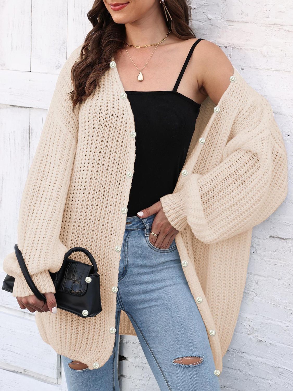 Open Front Long Sleeve Cardigan-Angel Casuals