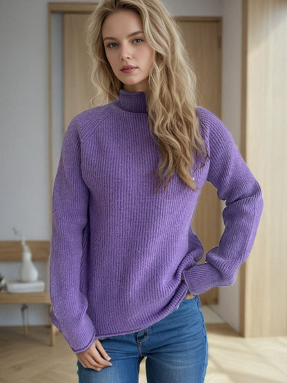 Turtleneck Long Sleeve Sweater-Angel Casuals