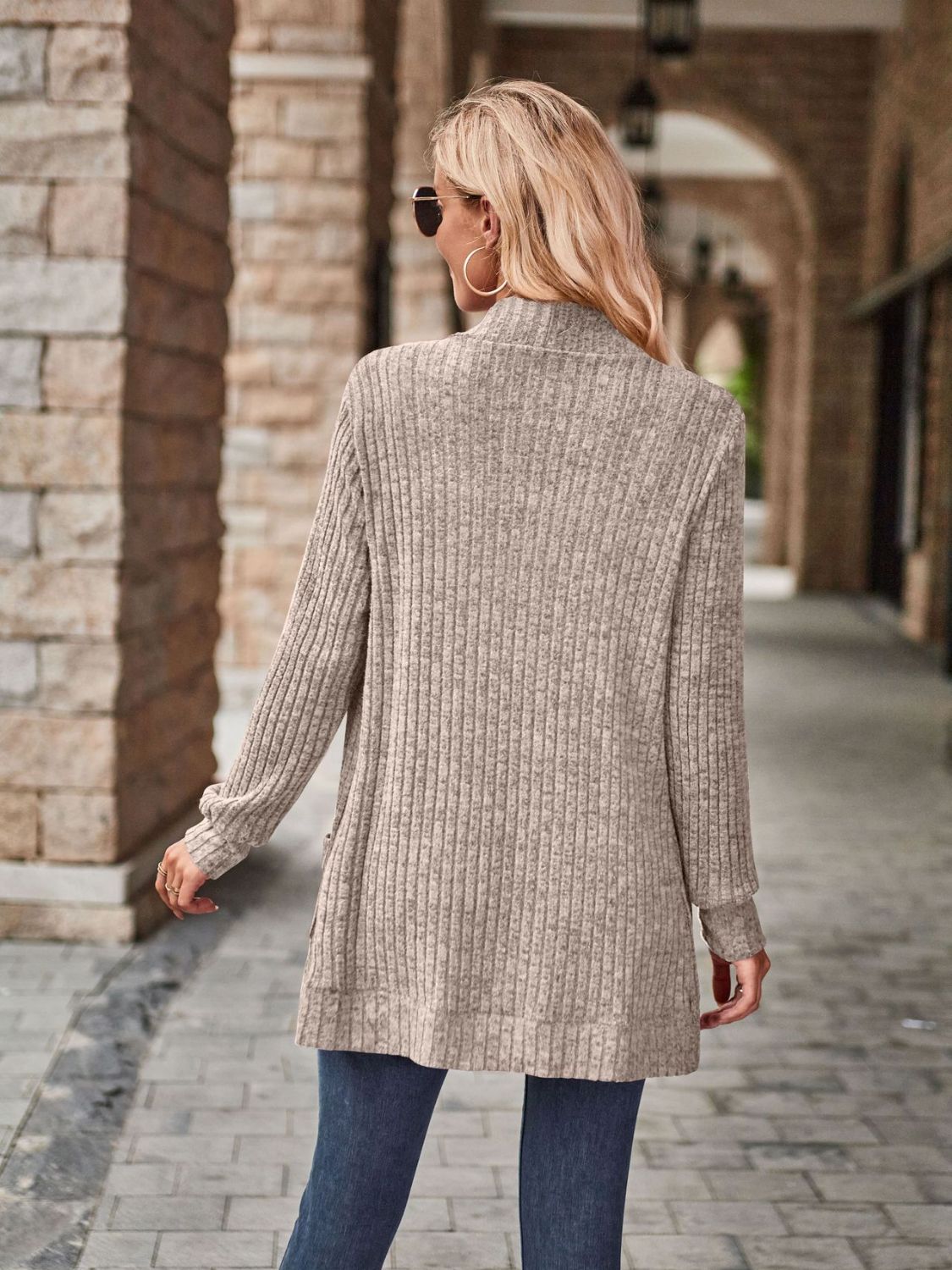 Open Front Cardigan with Pockets-Angel Casuals