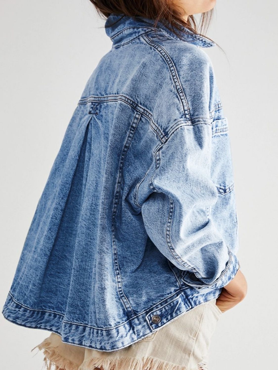 Pocketed Button Up Denim Jacket-Angel Casuals