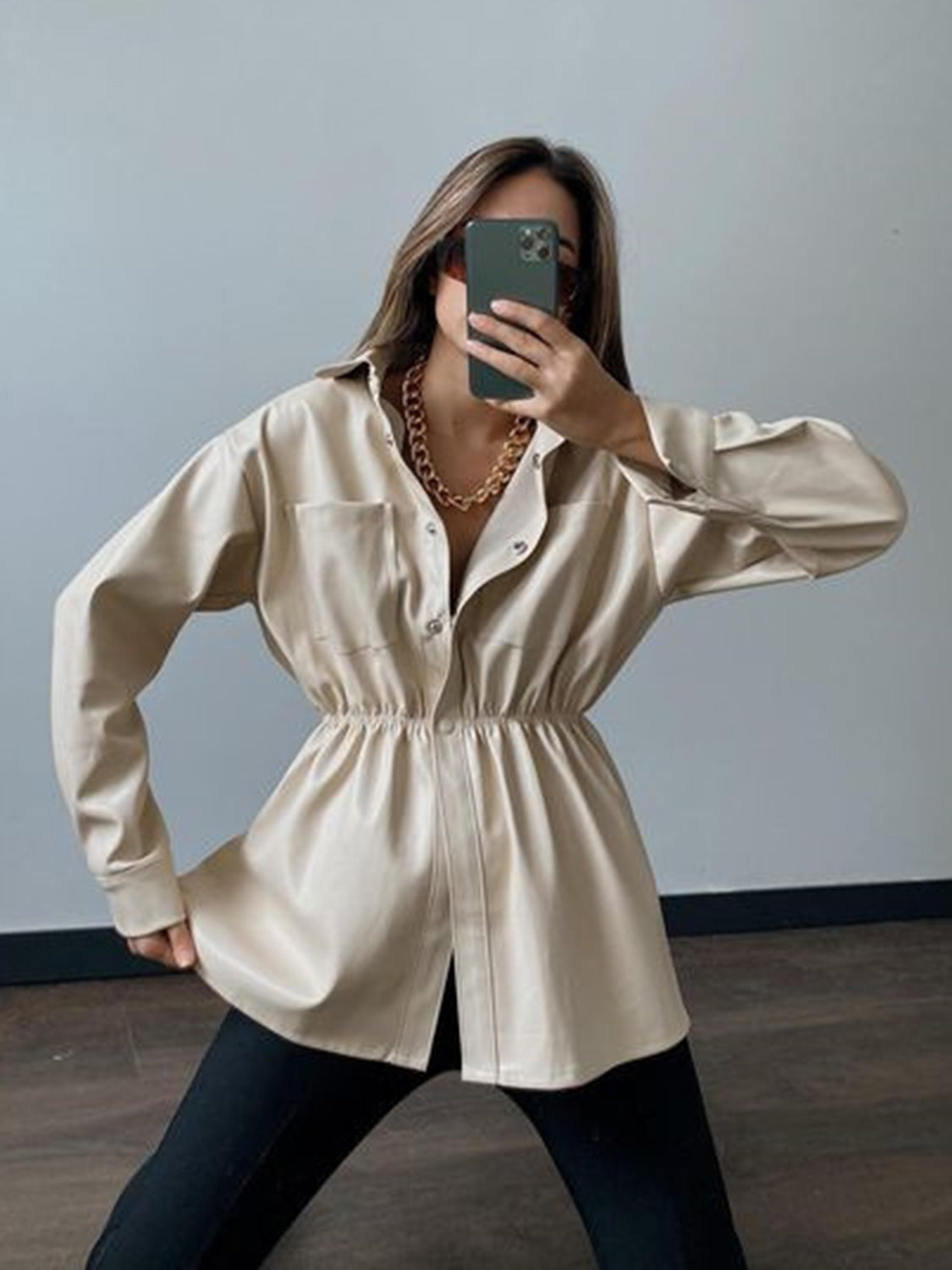 Snap Down Collared Jacket-Angel Casuals