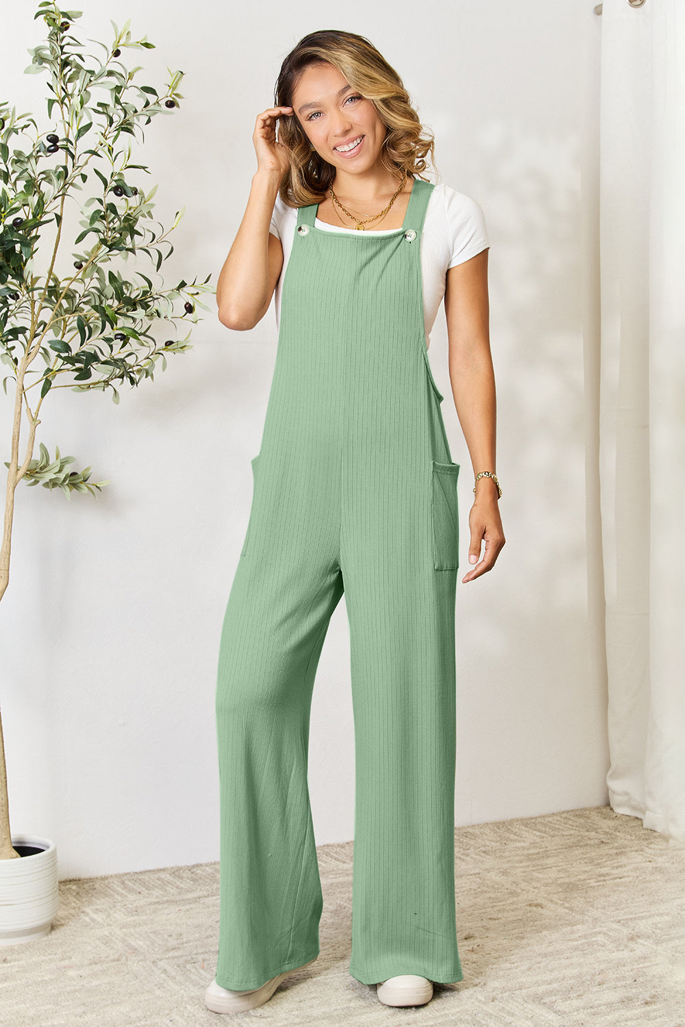 Double Take Full Size Wide Strap Overall with Pockets-Angel Casuals