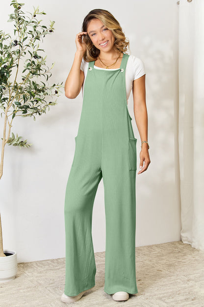 Double Take Full Size Wide Strap Overall with Pockets-Angel Casuals