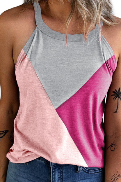 Color Block Grecian Neck Tank-Angel Casuals