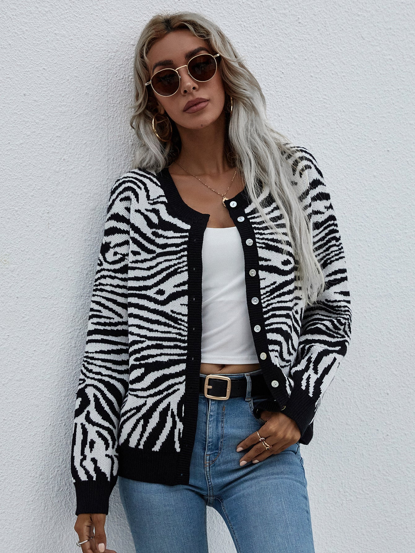 Woven Right Zebra Print Button Down Cardigan-Angel Casuals