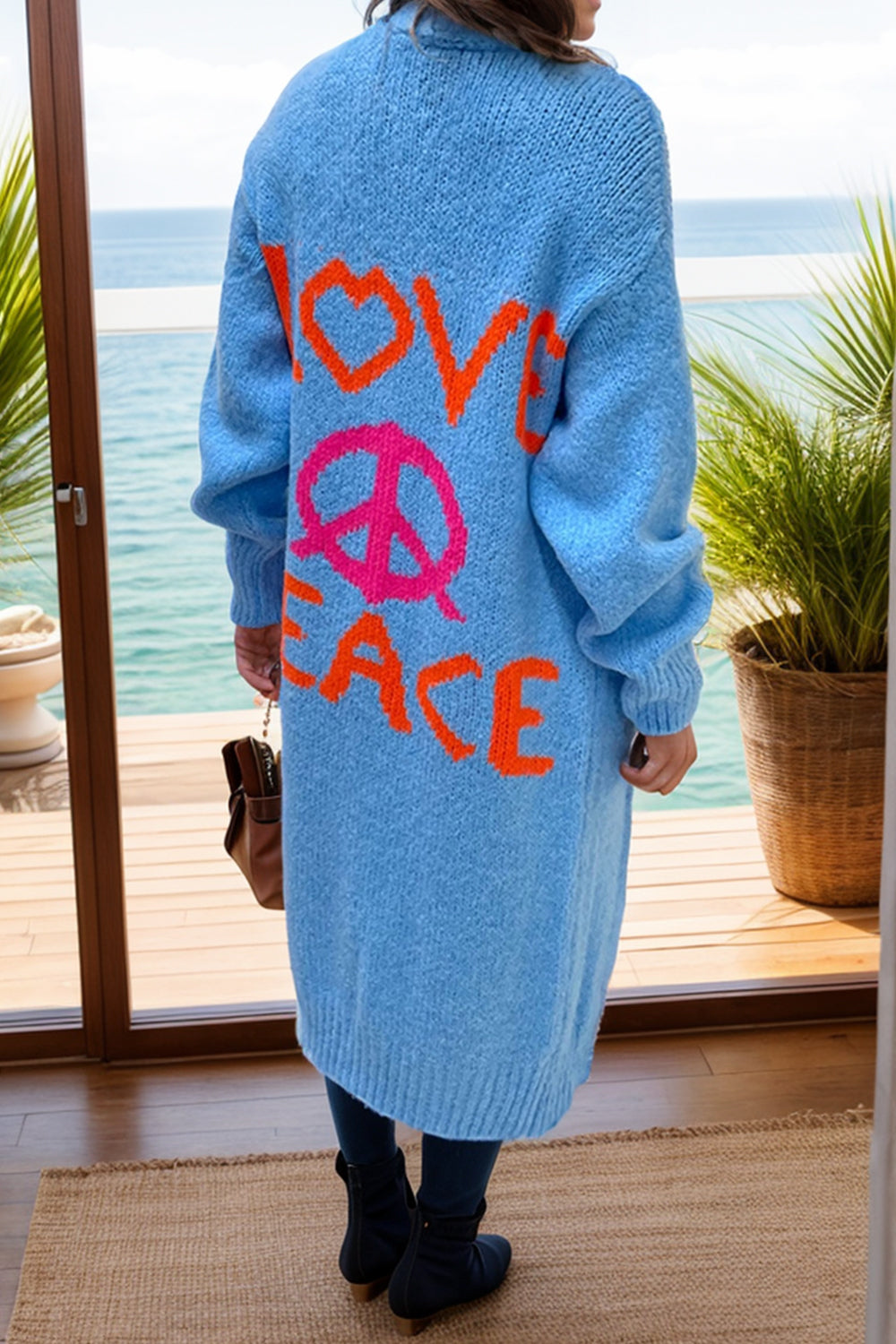 Peace Sign Long Sleeve Cardigan-Angel Casuals