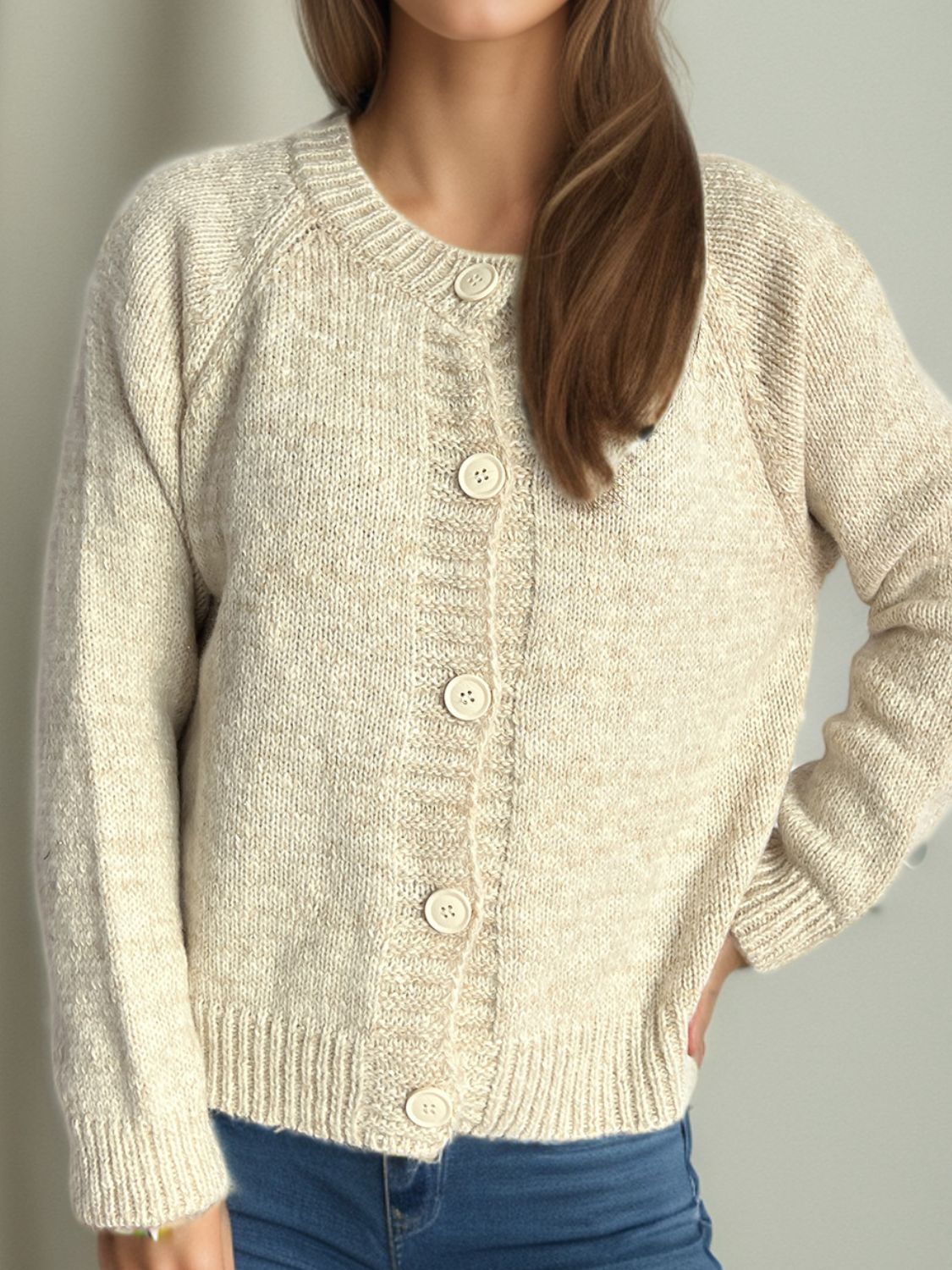 Heathered Button Down Long Sleeve Cardigan-Angel Casuals