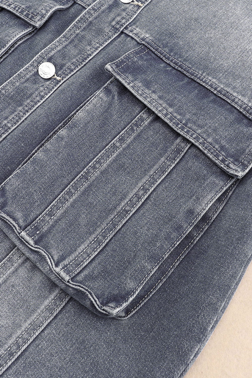 Collared Neck Button Up Denim Jacket-Angel Casuals