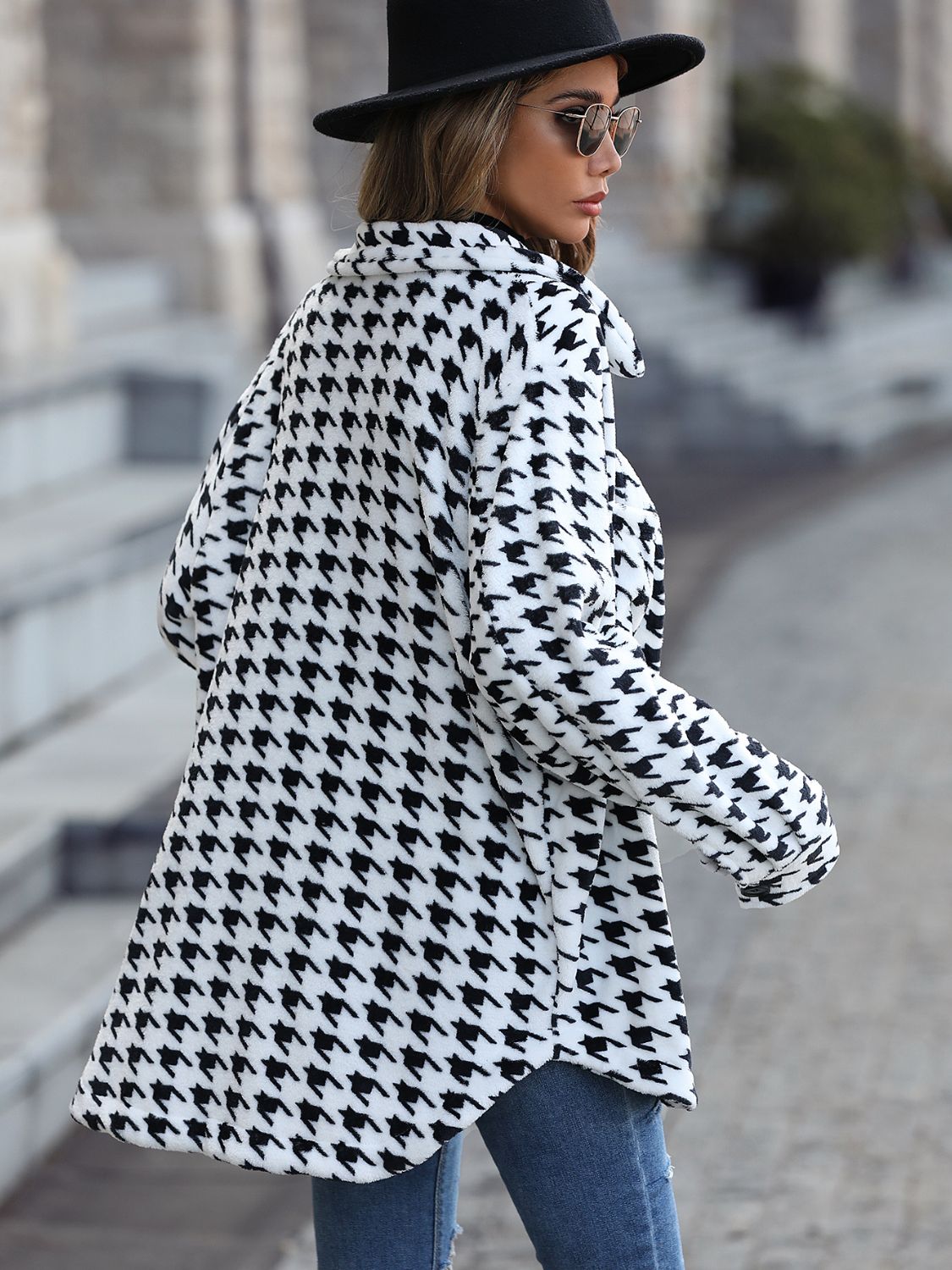 Houndstooth Button Down Jacket-Angel Casuals