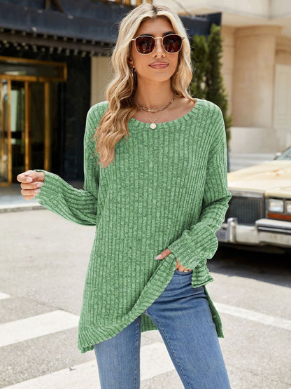 Round Neck Long Sleeve T-Shirt-Angel Casuals