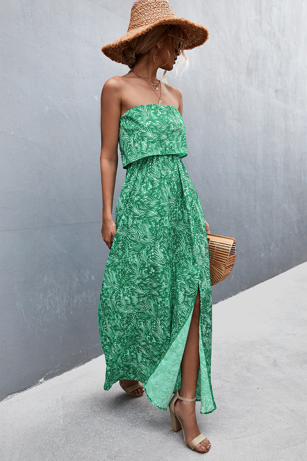 Strapless Split Maxi Dress-Angel Casuals