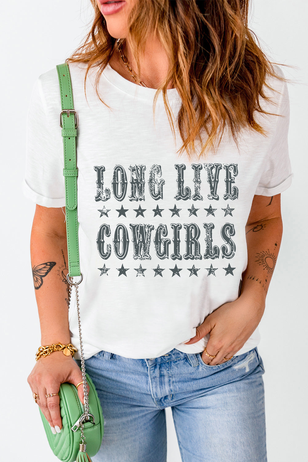 Letter Graphic Round Neck Short Sleeve T-Shirt-Angel Casuals