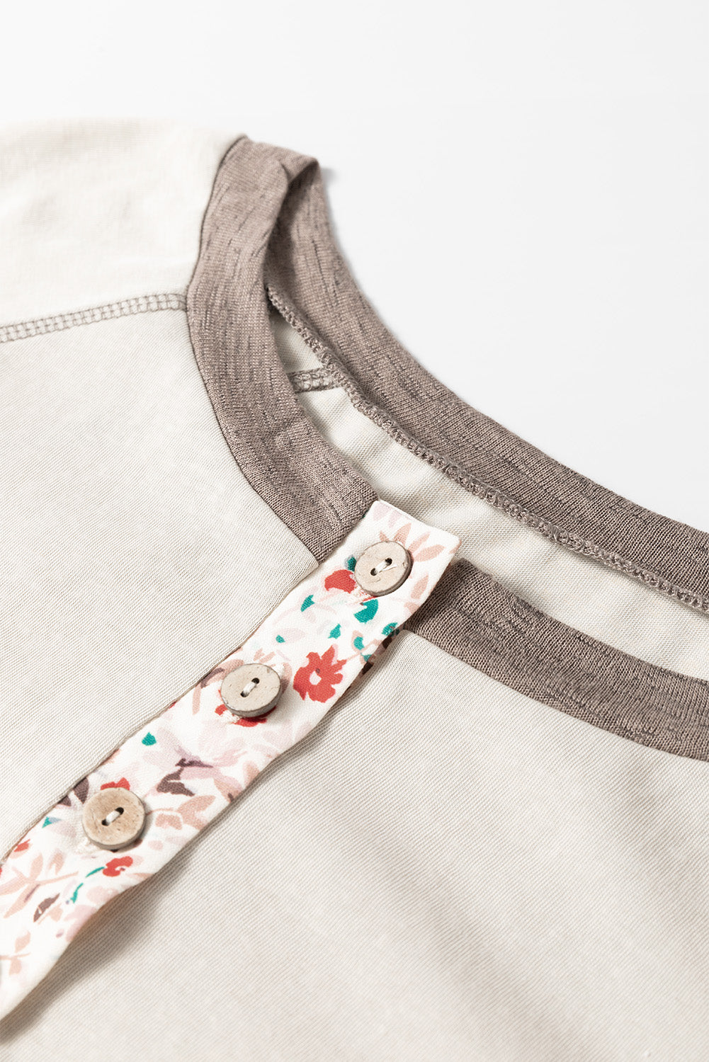 Floral Half Button Long Sleeve T-Shirt-Angel Casuals