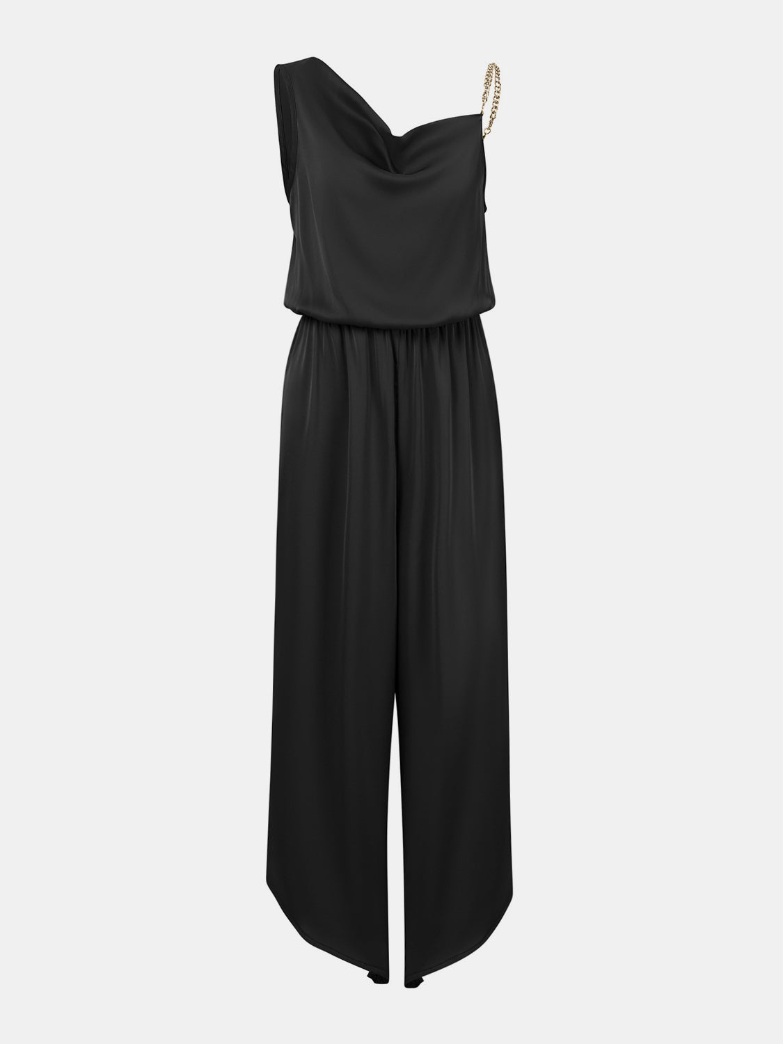 Chain Detail Asymmetrical Neck Jumpsuit-Angel Casuals