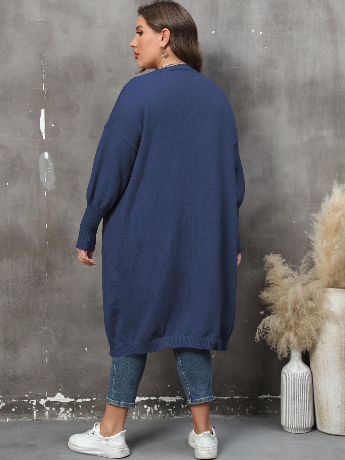 Plus Size Long Sleeve Pocketed Cardigan-Angel Casuals