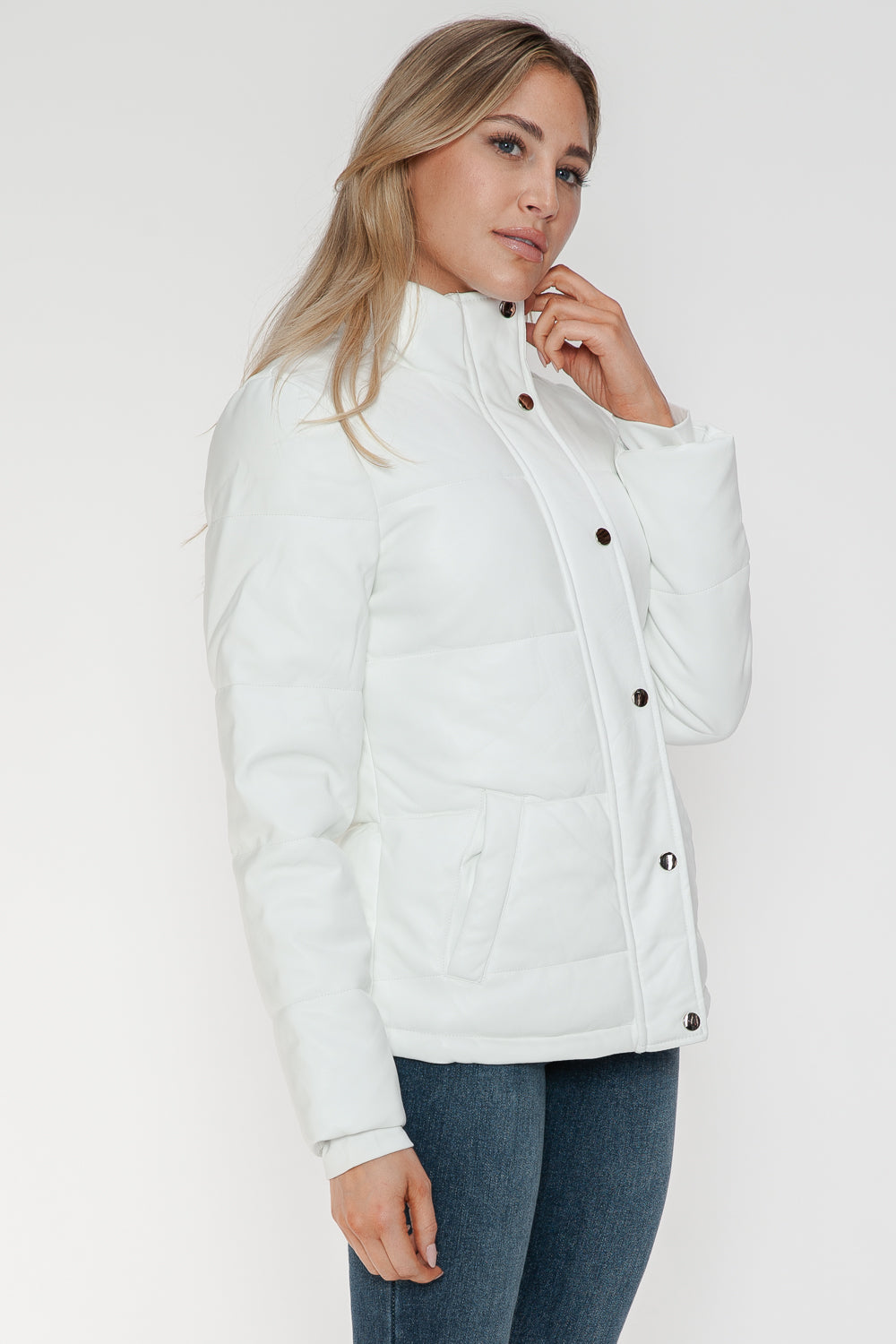 YMI Pocketed Zip Up Turtleneck Puffer Jacket-Angel Casuals