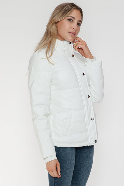 YMI Pocketed Zip Up Turtleneck Puffer Jacket-Angel Casuals