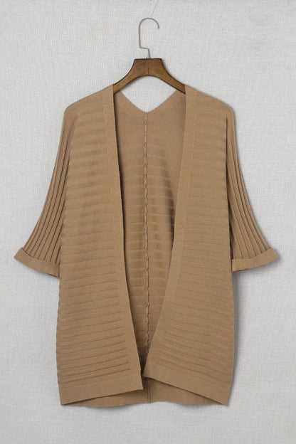 Ribbed Open Front Knit Cardigan-Angel Casuals