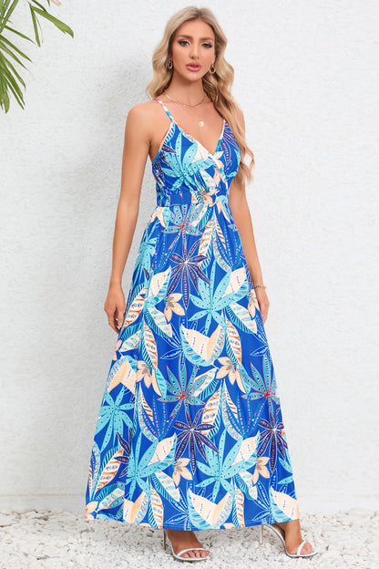 Printed Surplice Maxi Cami Dress-Angel Casuals