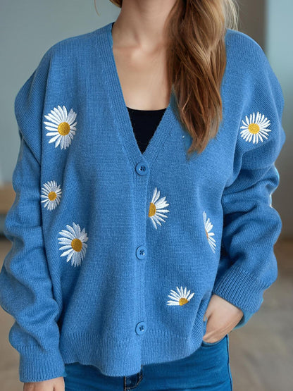 Daisy Button Up V-Neck Cardigan-Angel Casuals