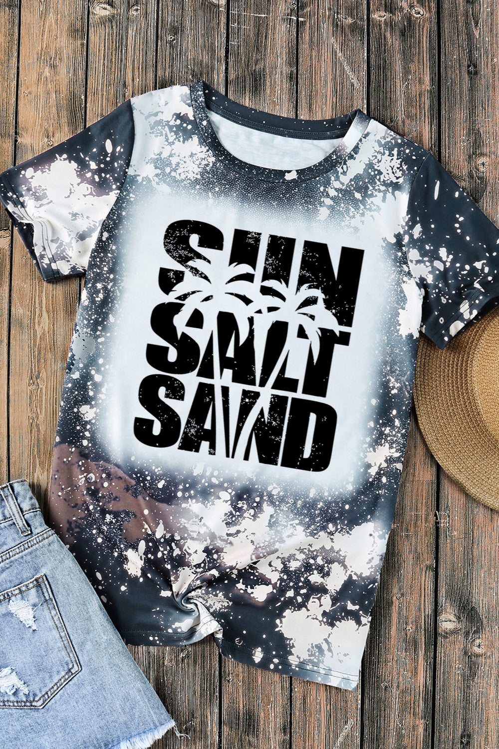 Letter Graphic Round Neck Short Sleeve T-Shirt-Angel Casuals