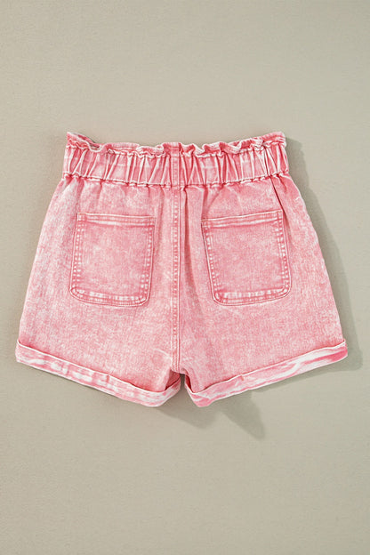 Paperbag Waist Denim Shorts-Angel Casuals