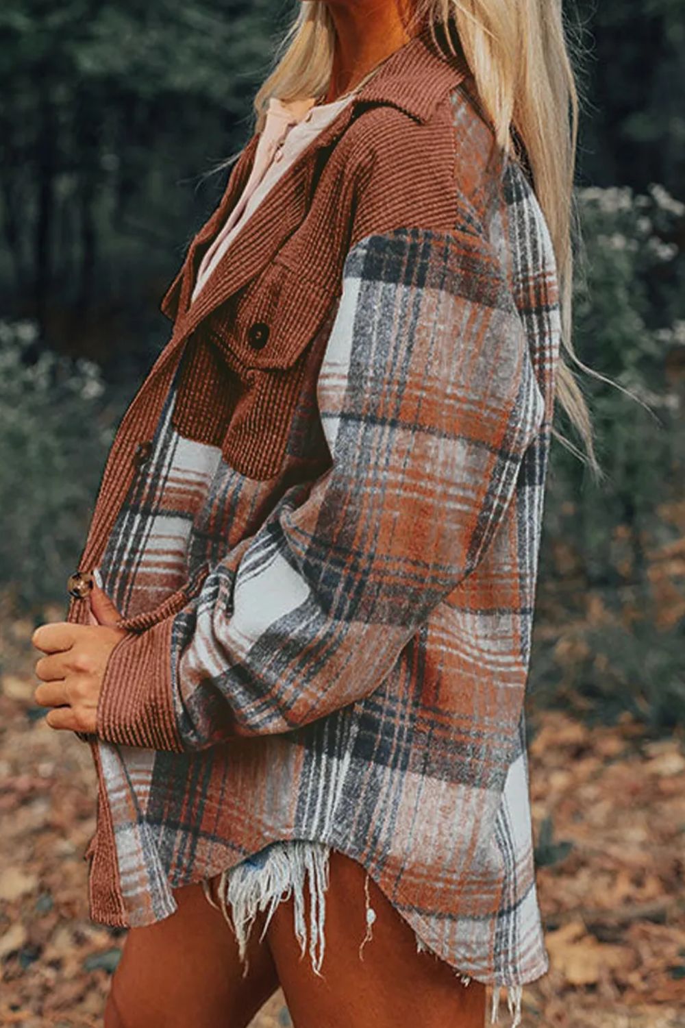 Plaid Button Up Long Sleeve Shacket-Angel Casuals