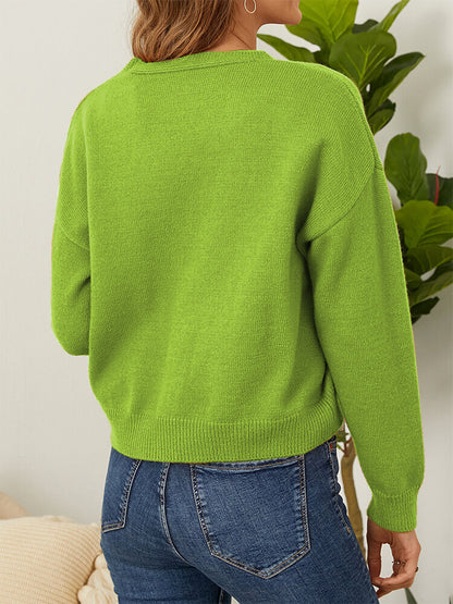 Flower Button Front Dropped Shoulder Cardigan-Angel Casuals