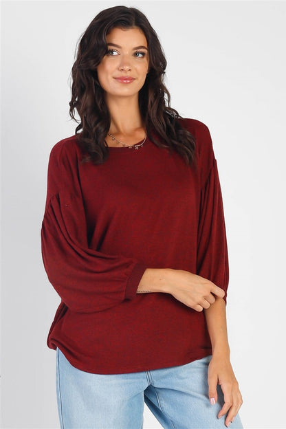 Cherish Apparel Drop Shoulder Puff Sleeve Top-Angel Casuals