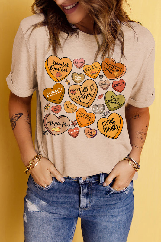 Heart Graphic Round Neck Short Sleeve T-Shirt-Angel Casuals