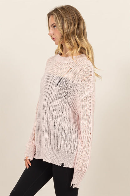 HYFVE Distressed Long Sleeve Knit Top-Angel Casuals