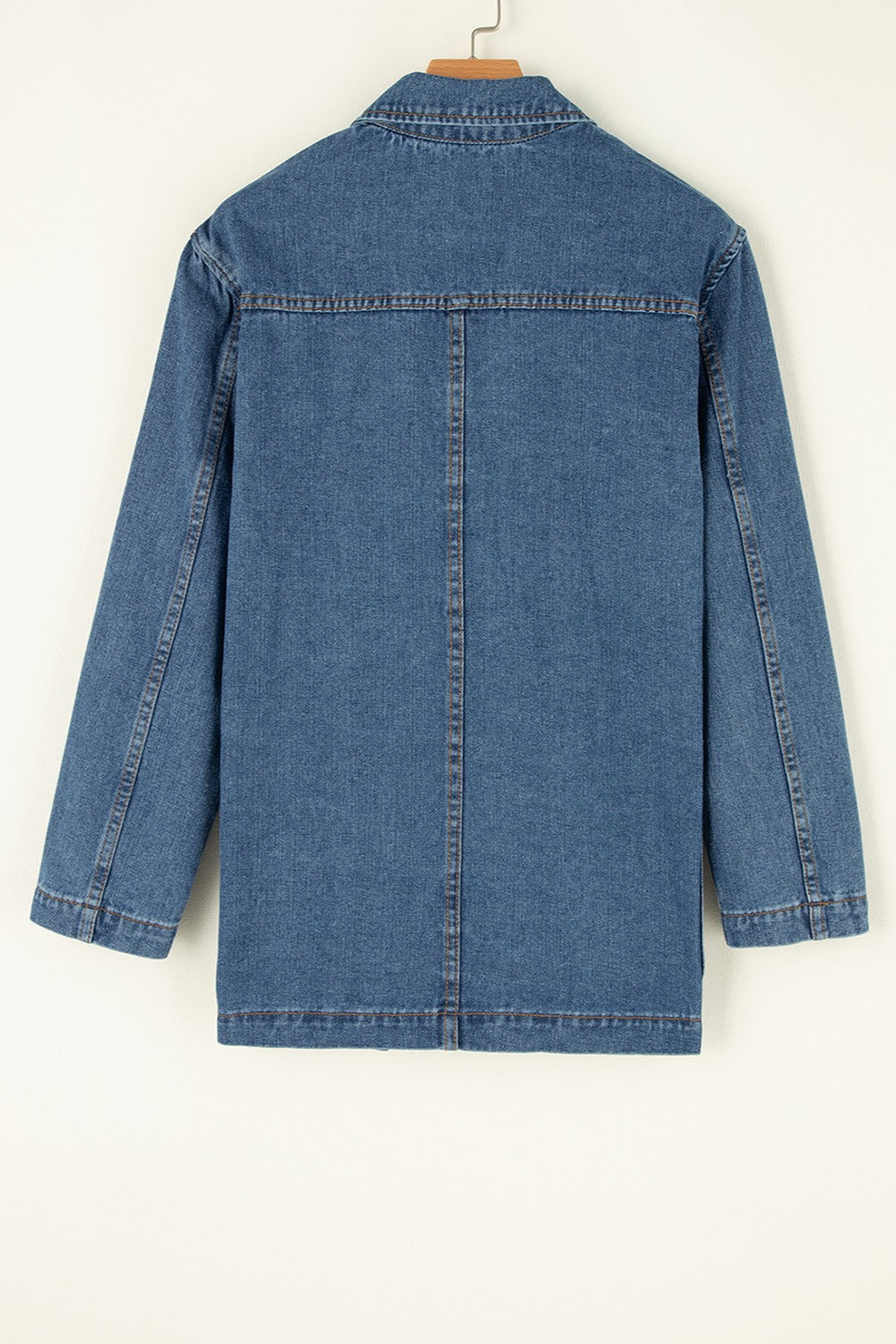 Pocketed Long Sleeve Denim Jacket-Angel Casuals