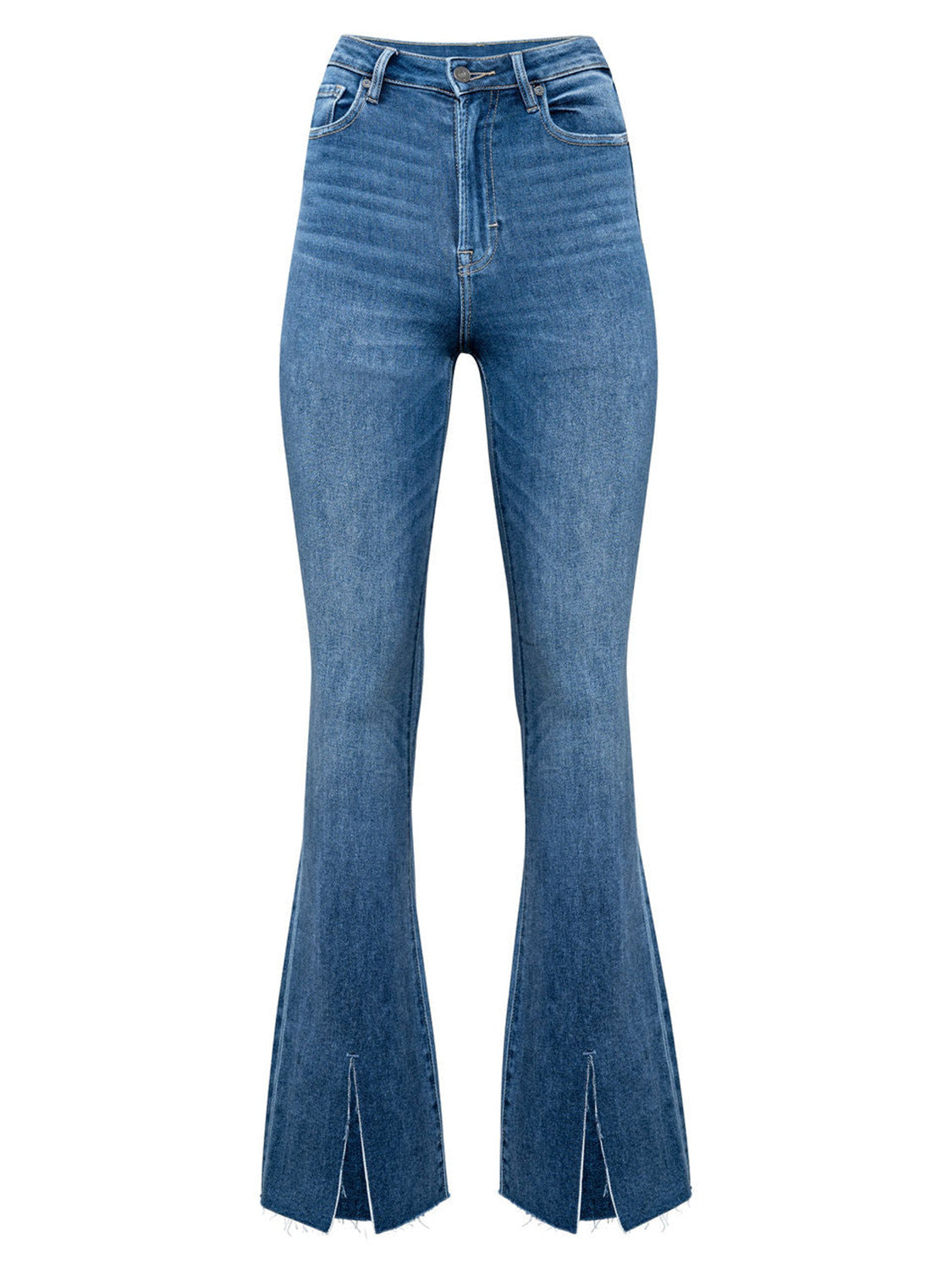 Slit Bootcut Jeans with Pockets-Angel Casuals