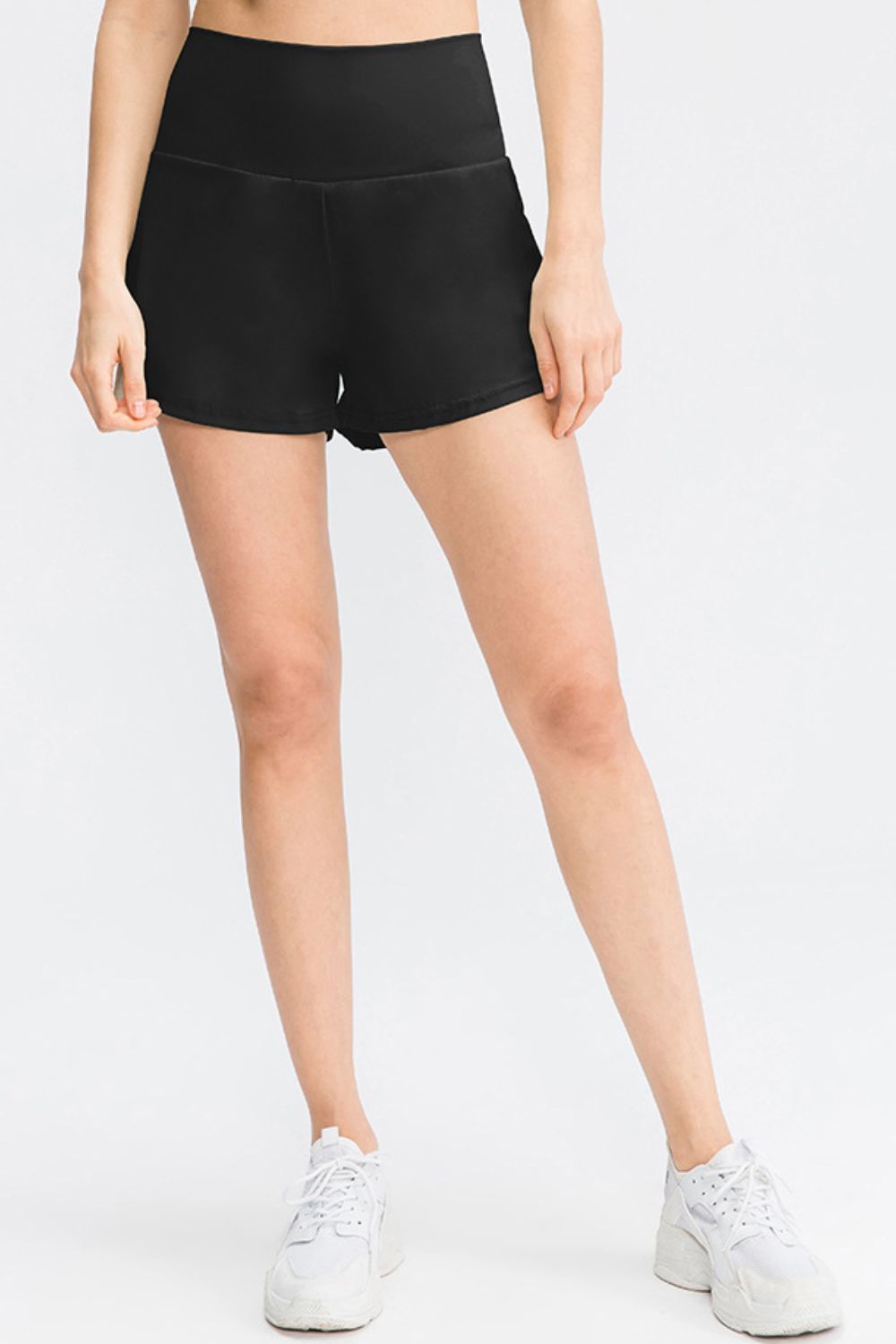 Wide Waistband Sports Shorts with Pockets-Angel Casuals