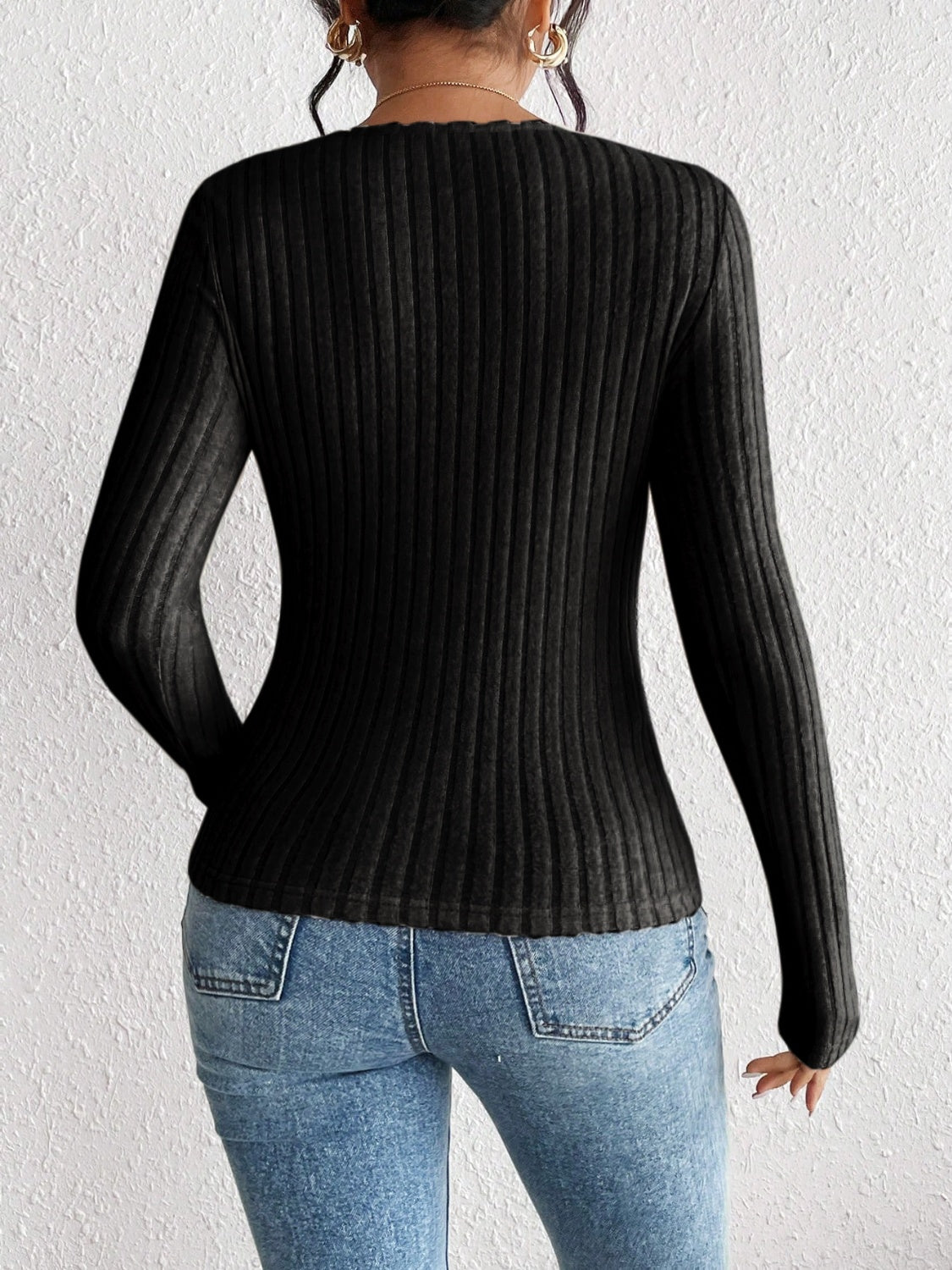 Honey Ribbed Long Sleeve T-Shirt-Angel Casuals