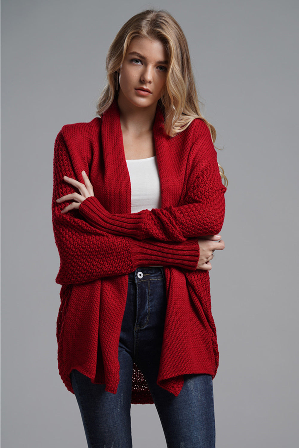Open Front Batwing Sleeve Cardigan-Angel Casuals