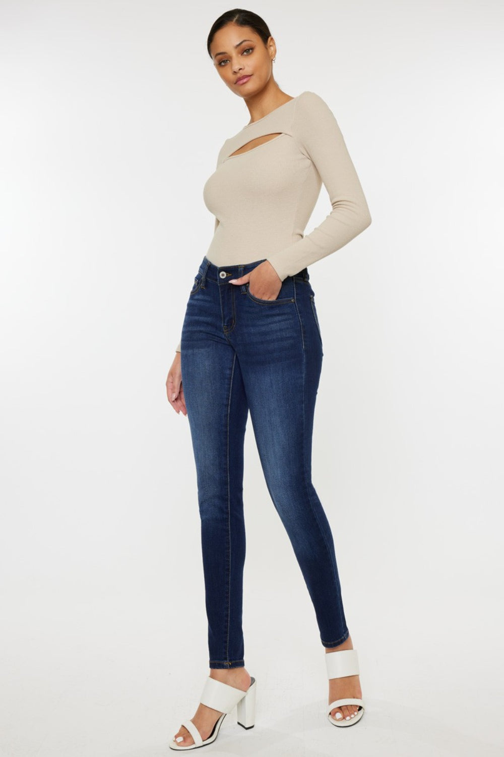 Kancan Mid Rise Gradient Skinny Jeans-Angel Casuals