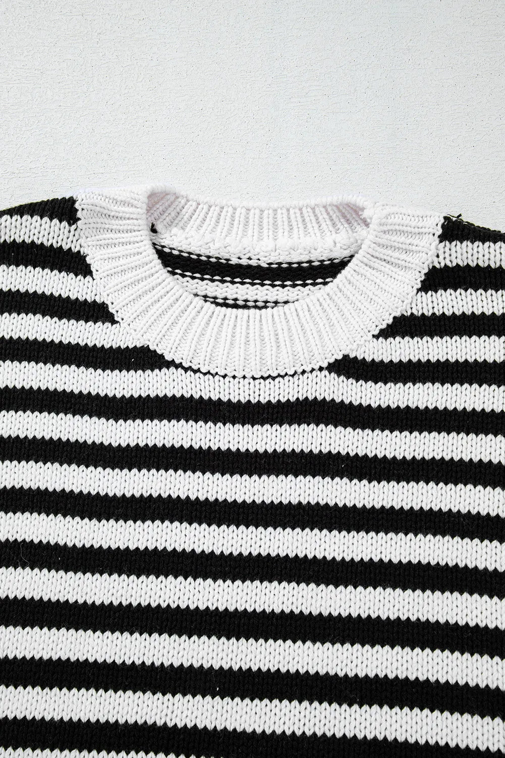 Striped Round Neck Long Sleeve Sweater-Angel Casuals