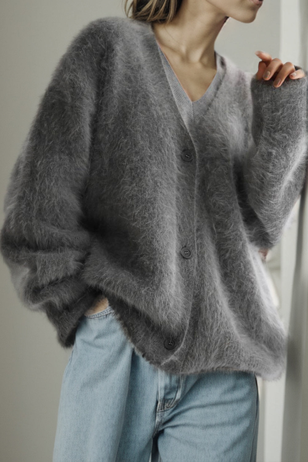 Button Up Dropped Shoulder Cardigan-Angel Casuals
